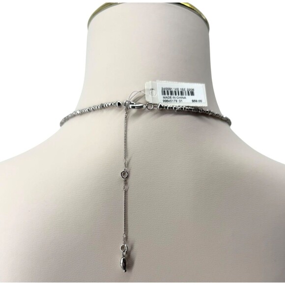 J. Jill Beaded Necklace Shell Multi Disc Mother Pearl Pendant Silver Tone Adjust - Picture 9 of 10